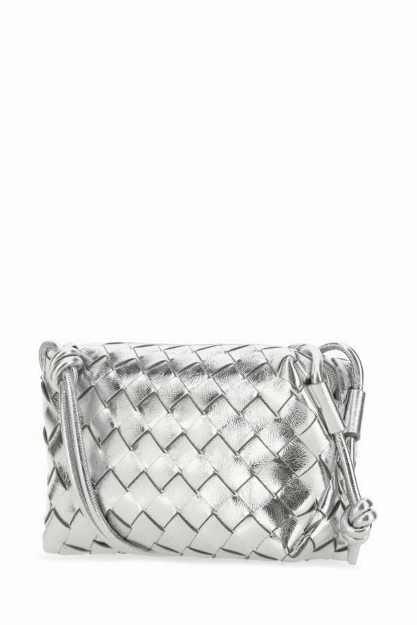 Silver nappa leather Loop crossbody bag