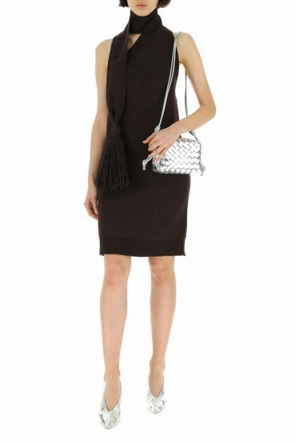 Silver nappa leather Loop crossbody bag