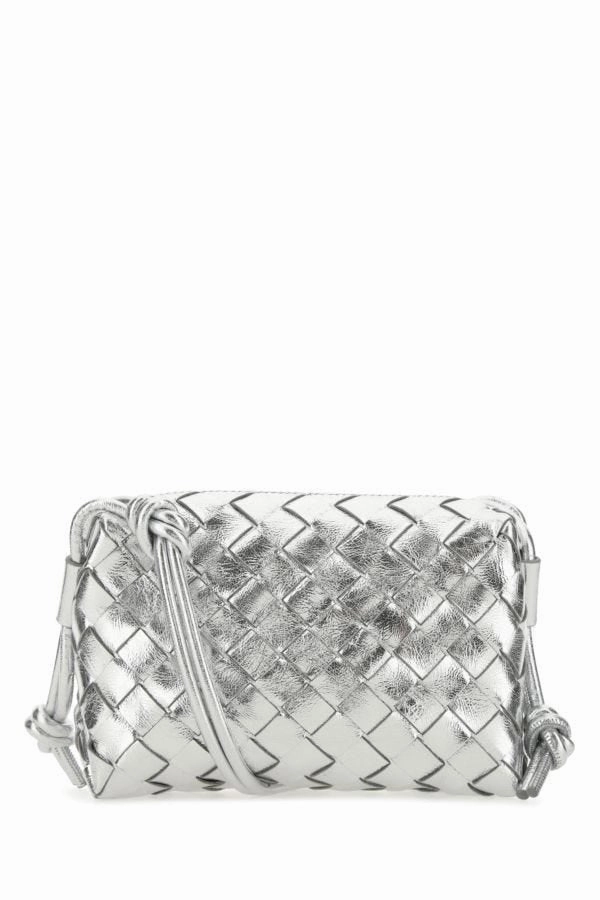Silver nappa leather Loop crossbody bag