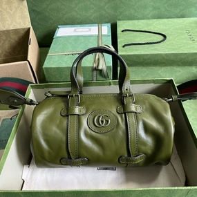 Small Duffle Bag With Tonal Double G Green Leather Crossbody Bag for Men