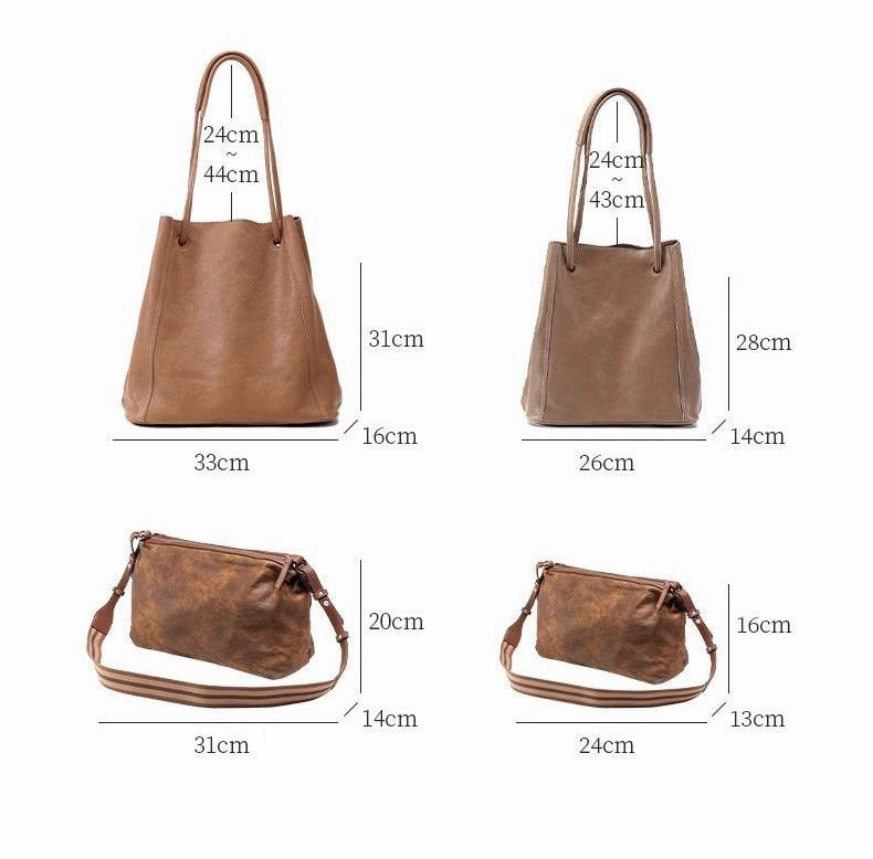 Soft Leather Bucket Bag for Women | Genuine Leather Crossbody laptop Bag | Large Tote Bag