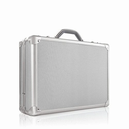 Solo Fifth Avenue 17.3 Inch Laptop Attach Briefcase, Hard-Sided With Combination Locks, Silver