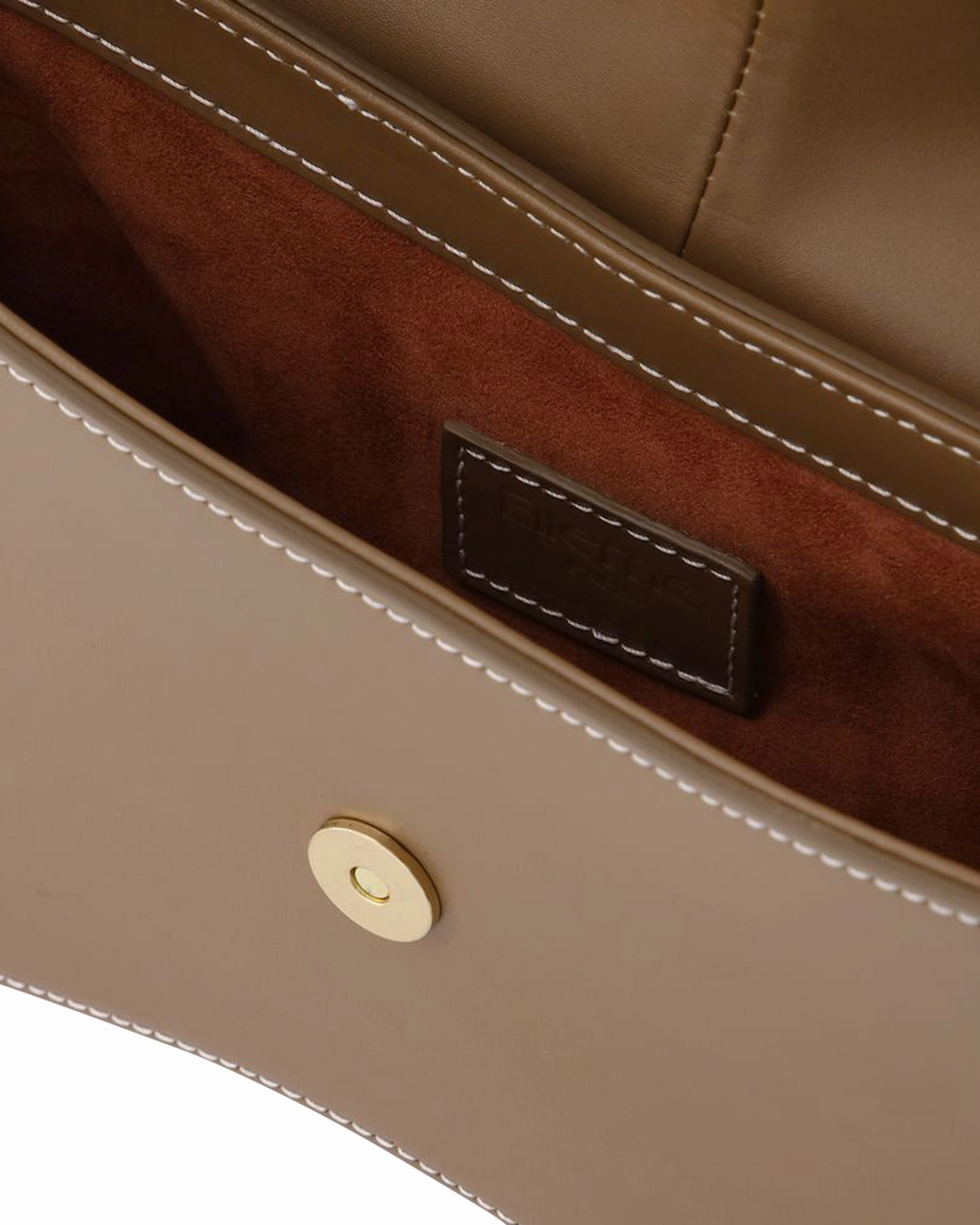 Space Bag in Grey Leather with White Stitching