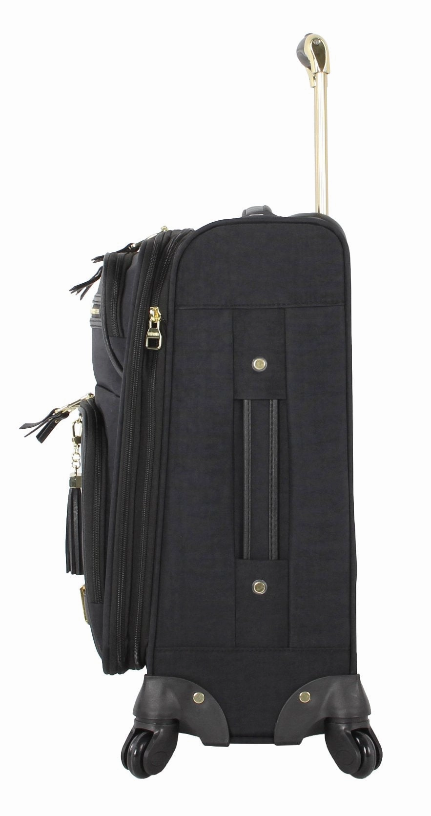 Steve Madden Luggage Carry On 20" Expandable Softside Suitcase With Spinner Wheels (20in, Peek-A-Boo Black)