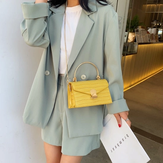 Stone pattern PU Leather Crossbody Bags For Women 2019 Mini Shoulder Messenger Bag With Metal Handle Lady Travel Totes