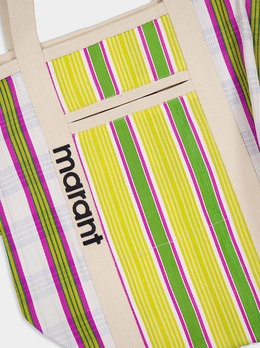 Striped Canvas Top Handle Bag