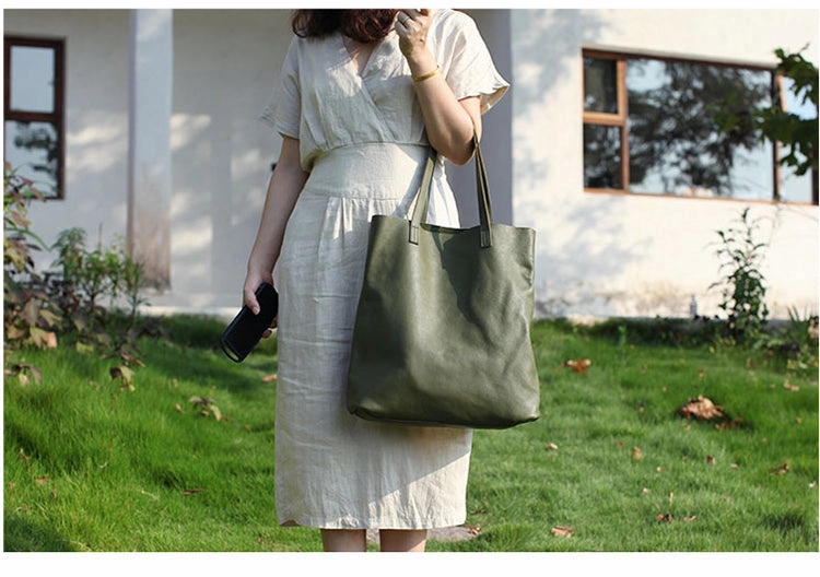 Stylish Green Leather Large Tote Bag Shopper Bag Shoulder Bag Purse For Women