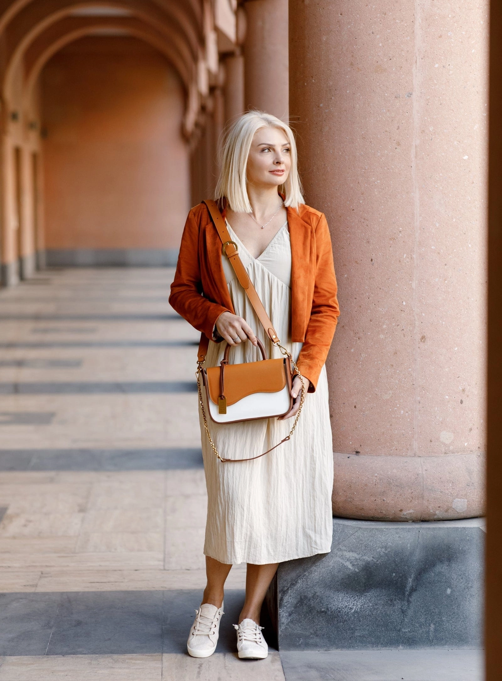 Sunrise Cactus Leather Vegan Crossbody Bag | Chestnut Honey