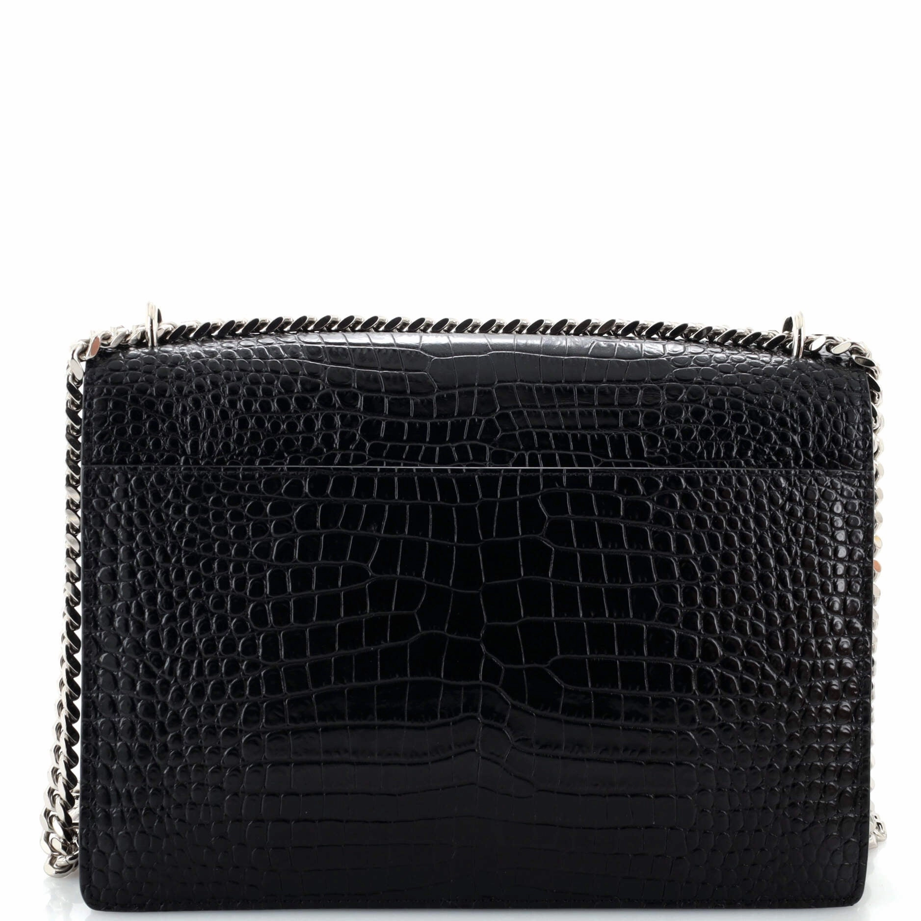 Sunset Crossbody Bag Crocodile Embossed Leather Large