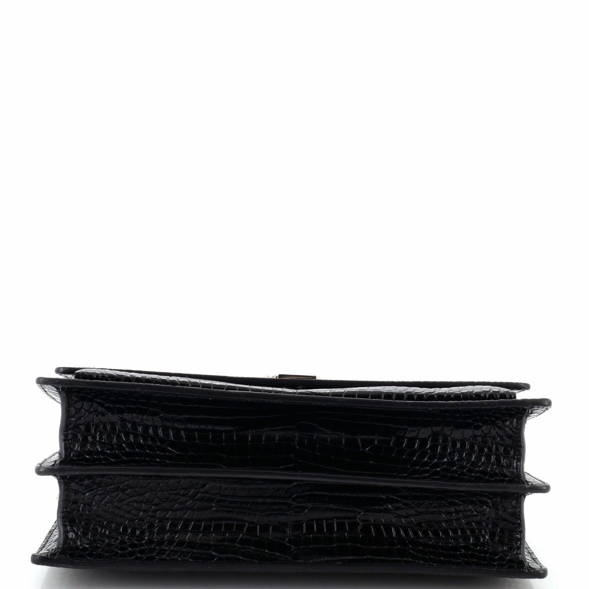 Sunset Crossbody Bag Crocodile Embossed Leather Large