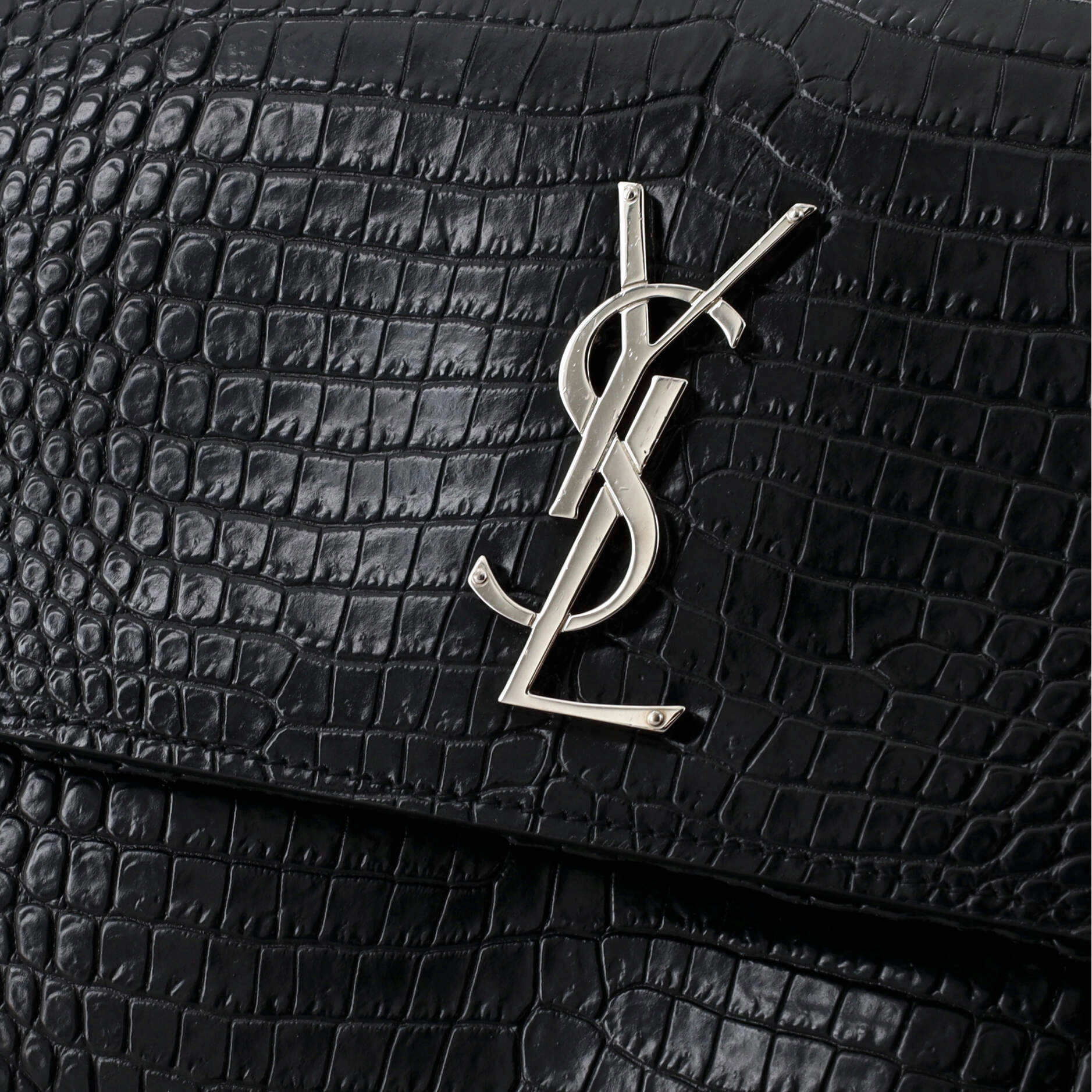 Sunset Crossbody Bag Crocodile Embossed Leather Large