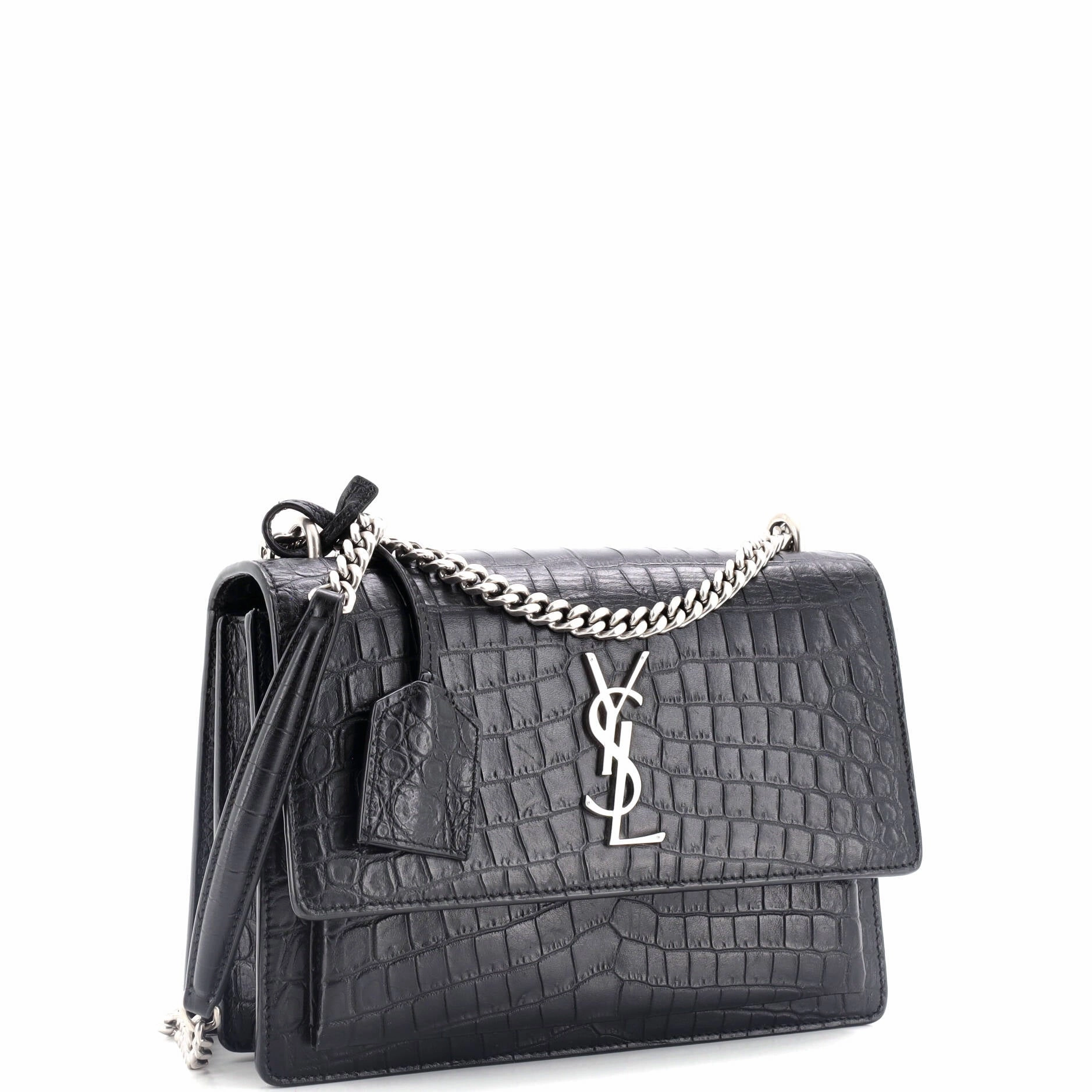 Sunset Crossbody Bag Crocodile Embossed Leather Medium