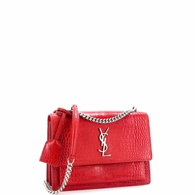 Sunset Crossbody Bag Crocodile Embossed Leather Medium