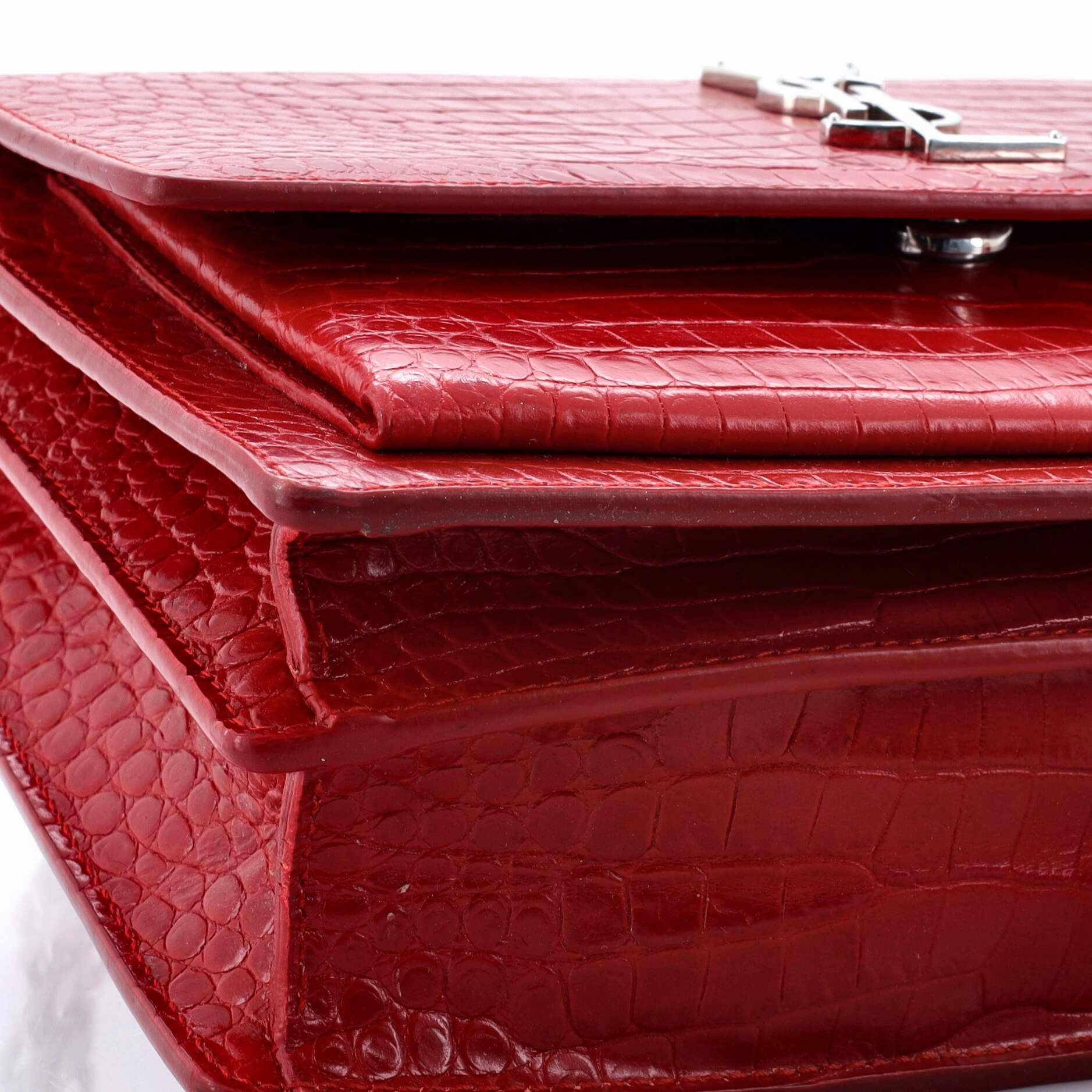 Sunset Crossbody Bag Crocodile Embossed Leather Medium