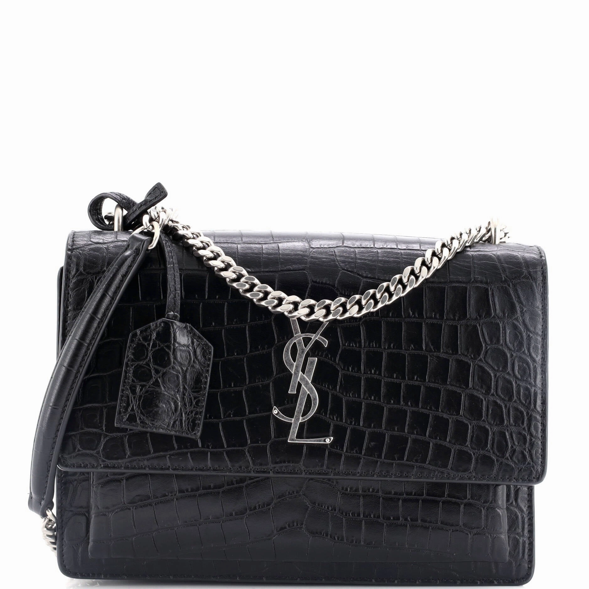 Sunset Crossbody Bag Crocodile Embossed Leather Medium