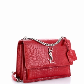 Sunset Crossbody Bag Crocodile Embossed Leather Medium