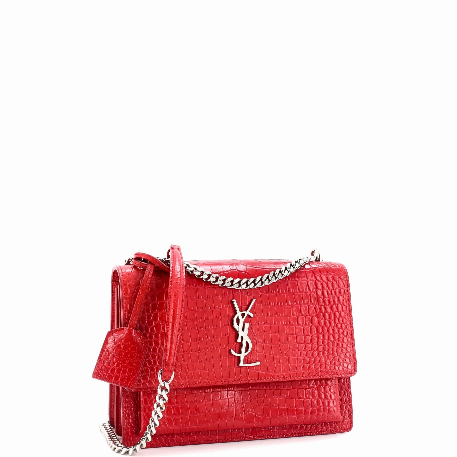 Sunset Crossbody Bag Crocodile Embossed Leather Medium