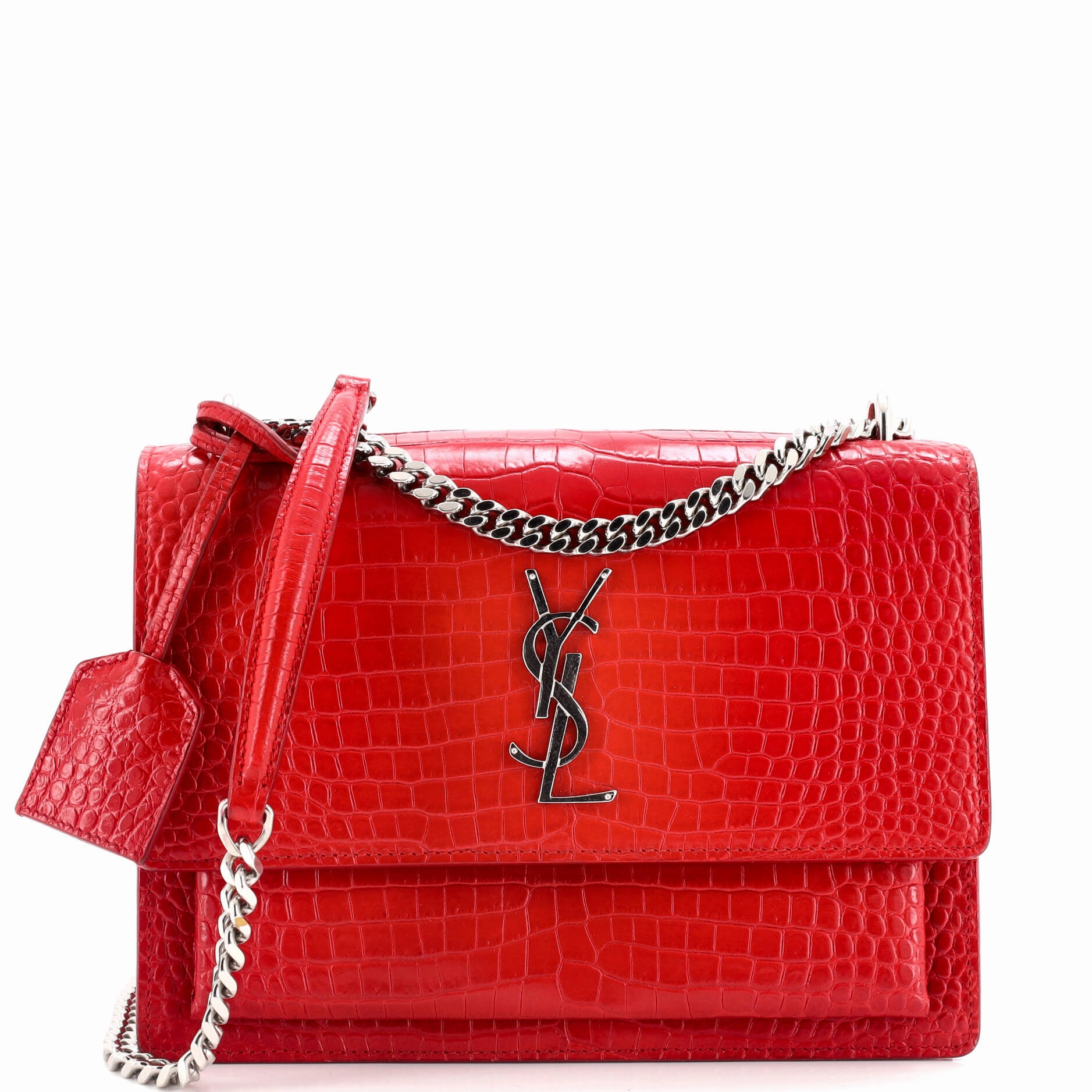 Sunset Crossbody Bag Crocodile Embossed Leather Medium