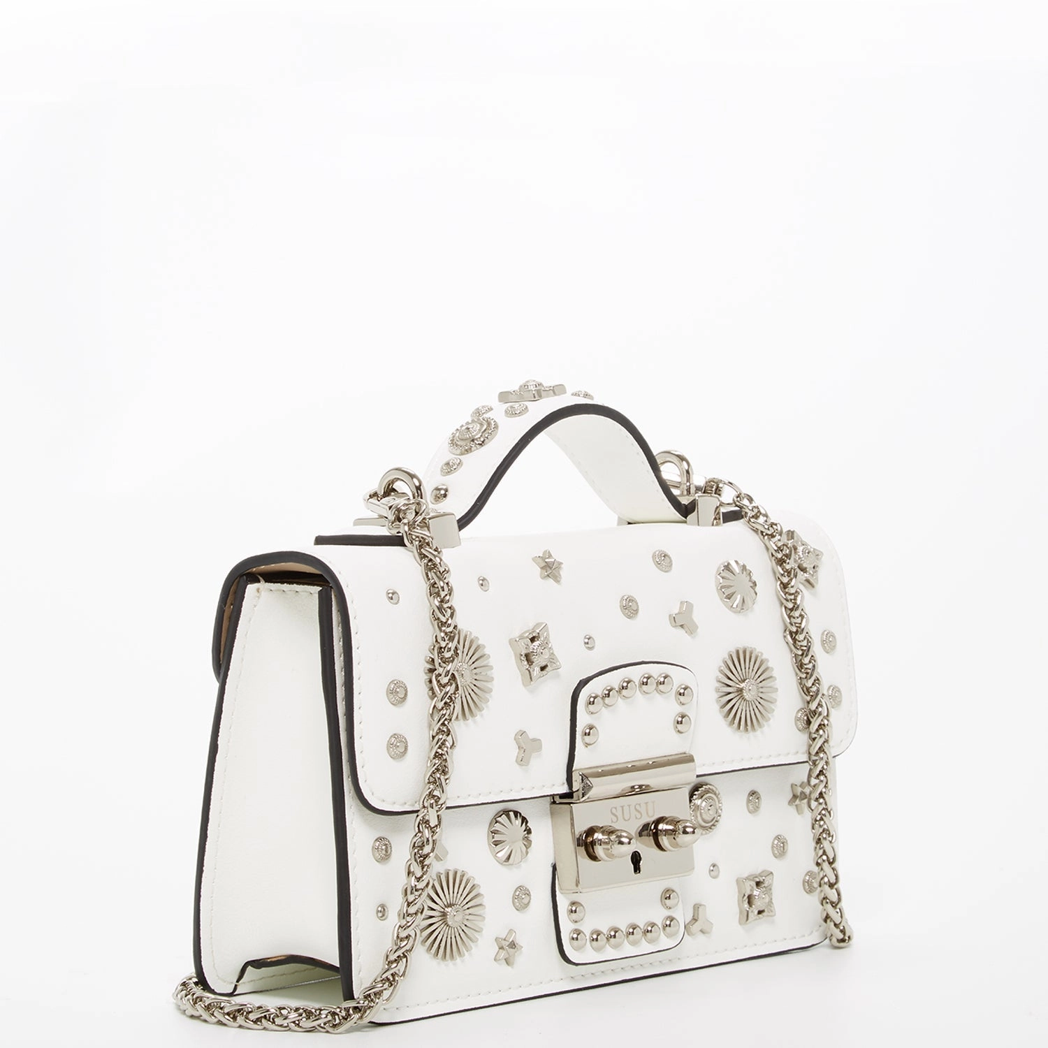 SUSU The Hollywood White Leather Crossbody Bag