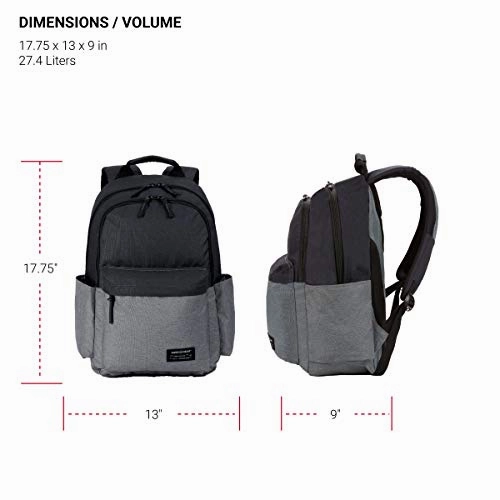 SWISSGEAR 2789 Laptop Backpack, Fits 13 Inch Laptop - Grey/Black