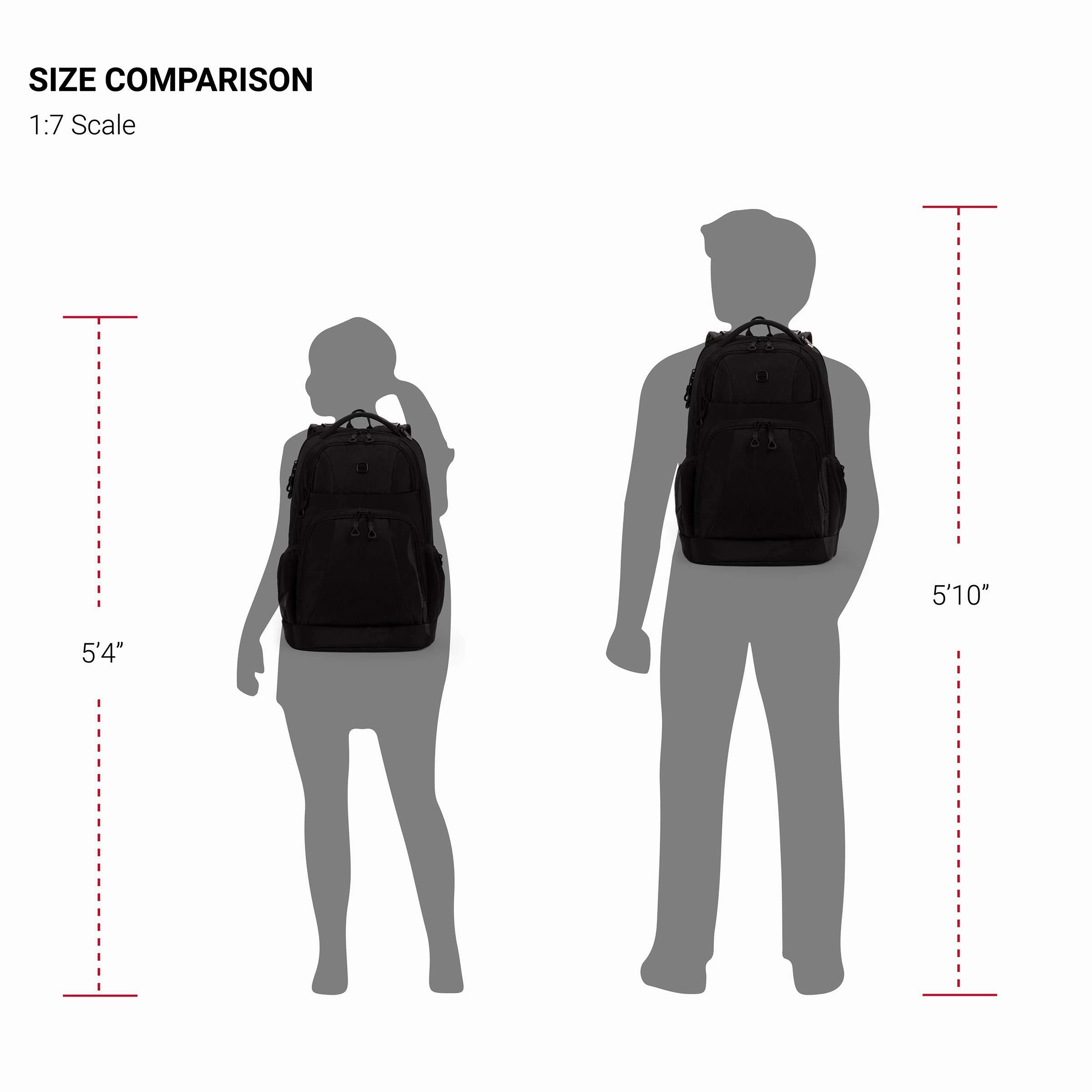 SWISSGEAR Large Padded 15-inch Laptop Backpack | Work, School, Commute | Men's and Women's - Black