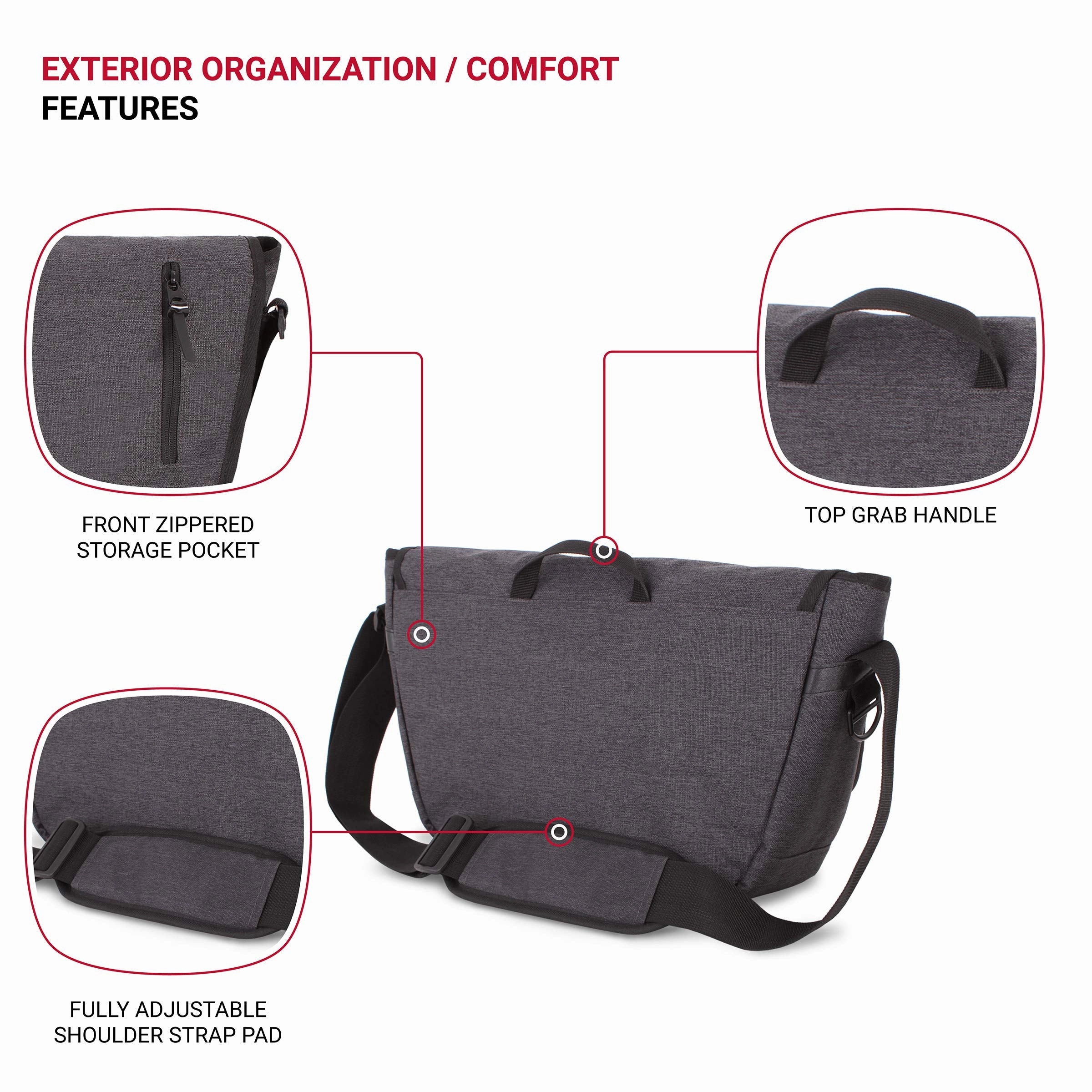 SWISSGEAR Multi-Functional 13-inch Laptop Messenger Bag | Travel, Work, School | Men's and Women's - Heather Gray