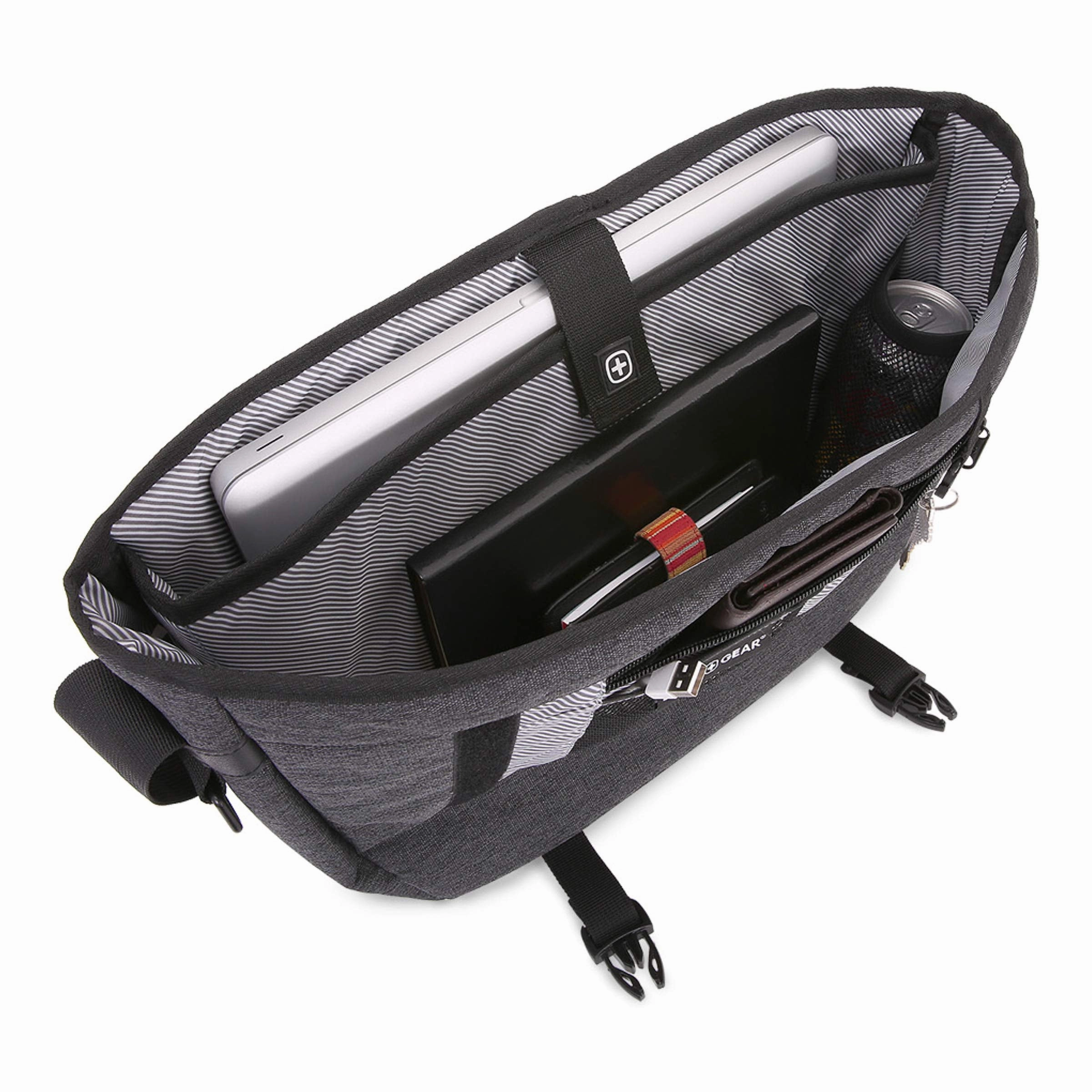 SWISSGEAR Multi-Functional 13-inch Laptop Messenger Bag | Travel, Work, School | Men's and Women's - Heather Gray