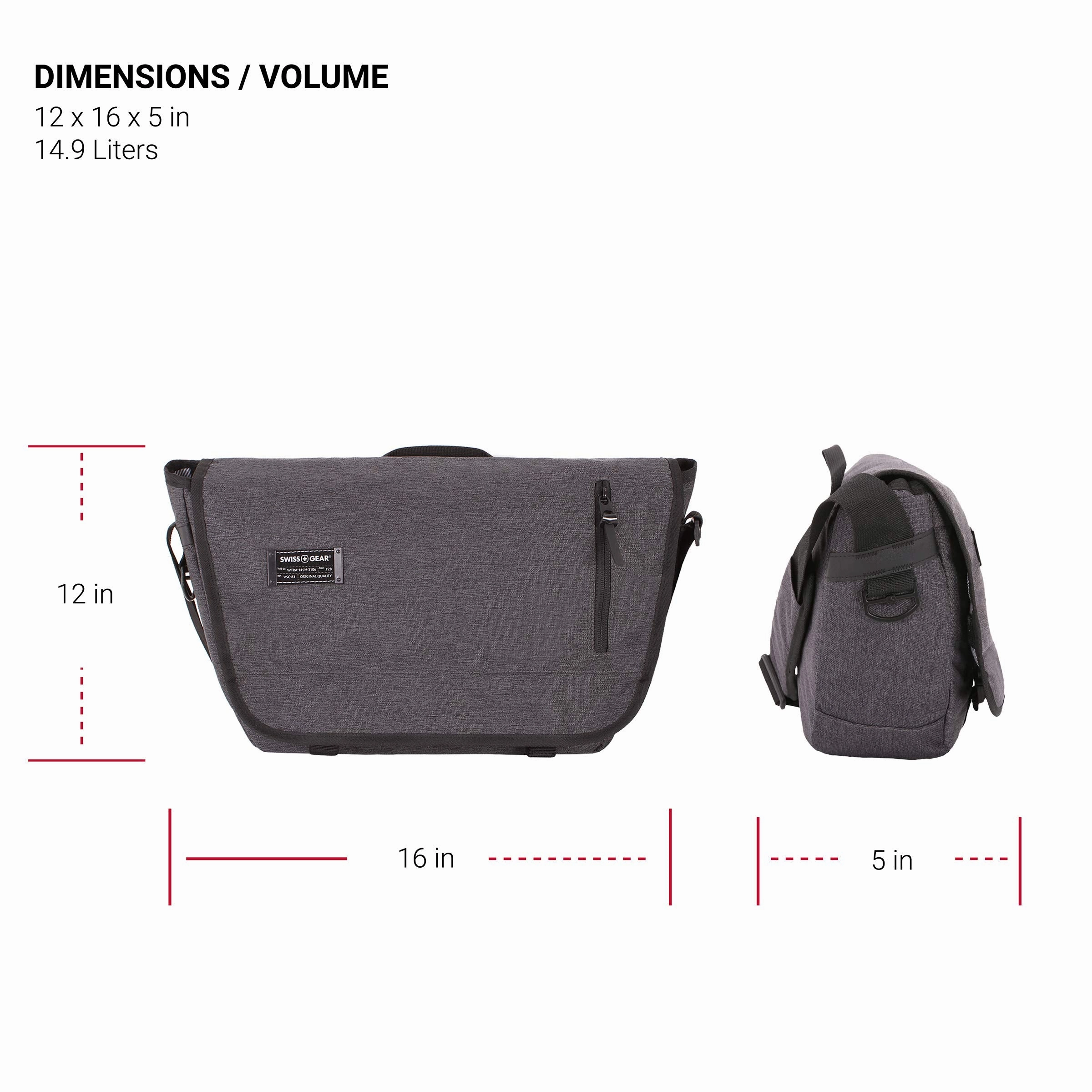 SWISSGEAR Multi-Functional 13-inch Laptop Messenger Bag | Travel, Work, School | Men's and Women's - Heather Gray