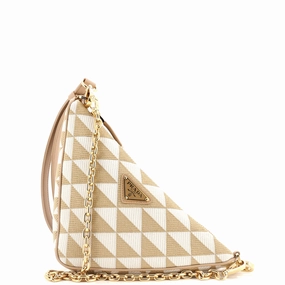 Symbole Triangle Bag Leather and Jacquard Mini