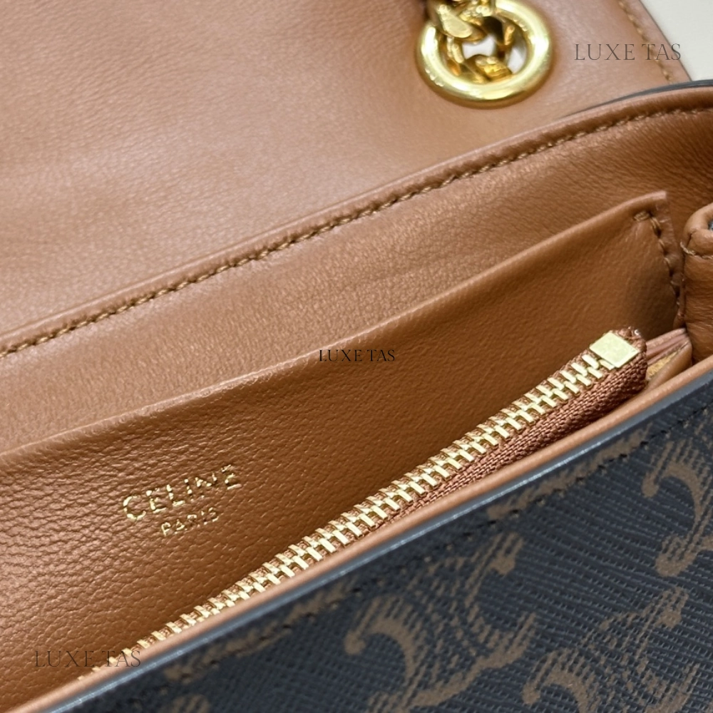 Tan Teen Victoire Bag In Triomphe Canvas Leather Crossbody Bag for Women
