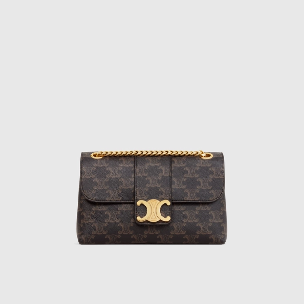 Tan Teen Victoire Bag In Triomphe Canvas Leather Crossbody Bag for Women