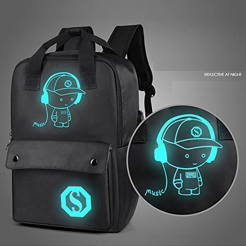 Teen Boy Girl Laptop Backpack W/ Usb Charging Port, Unisex Luminous Lightweight Waterproof
