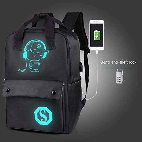 Teen Boy Girl Laptop Backpack W/ Usb Charging Port, Unisex Luminous Lightweight Waterproof