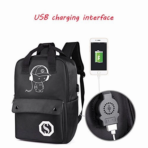 Teen Boy Girl Laptop Backpack W/ Usb Charging Port, Unisex Luminous Lightweight Waterproof