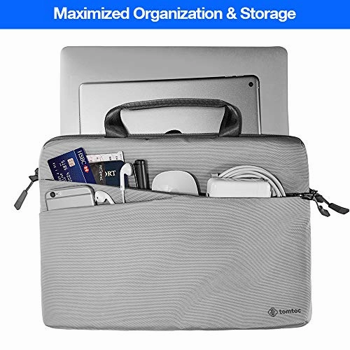 tomtoc 360 Protective Laptop Shoulder bag for 16-inch MacBook Pro A2141, 15-inch MacBook Pro, Surface Book 2 15, Dell XPS 15, ThinkPad X1 Carbon (1-4 Gen), Travel Sleeve Case with Accessory Pocket