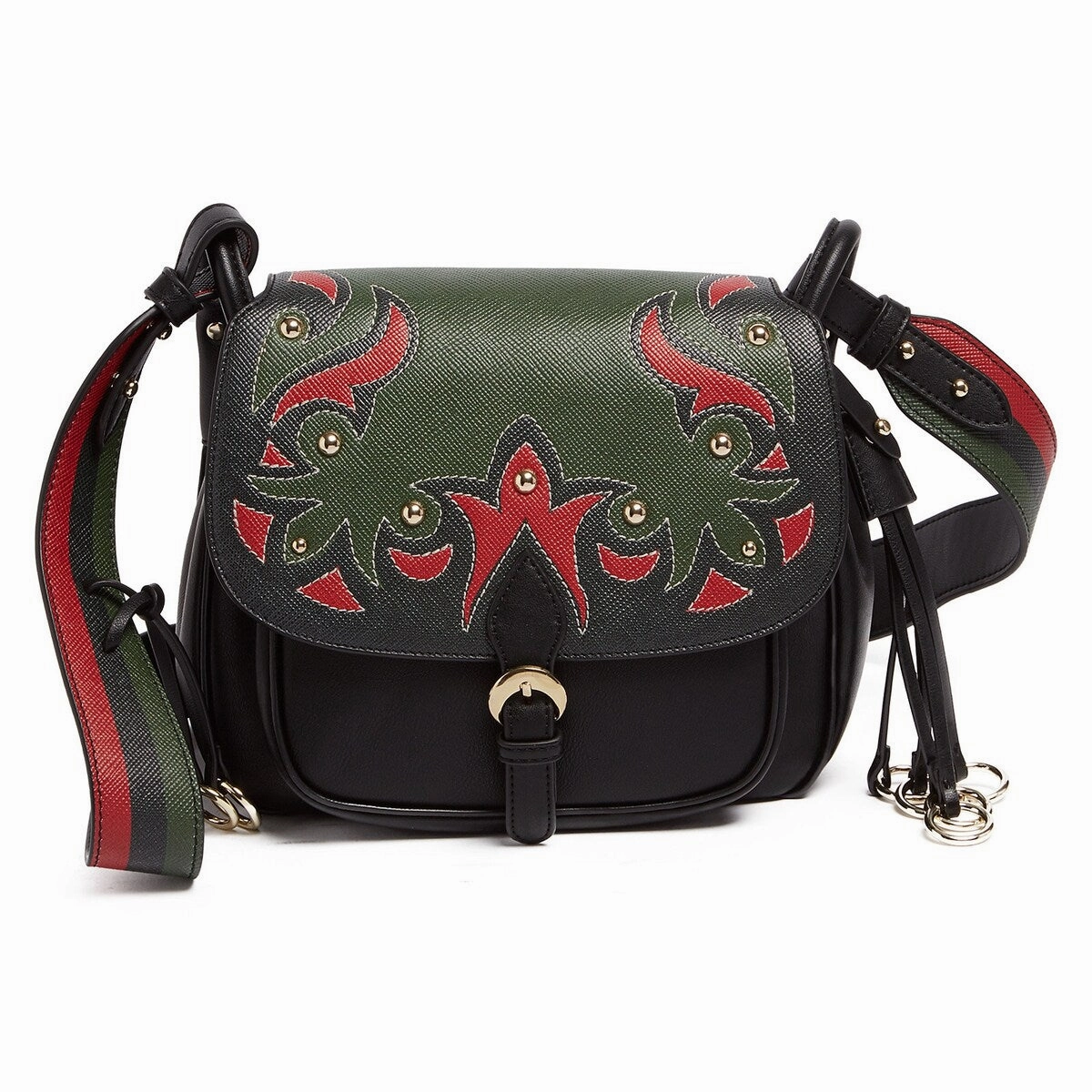 Tosca Blu Black/Red Medium Western Applique Shoulder Bag for womens