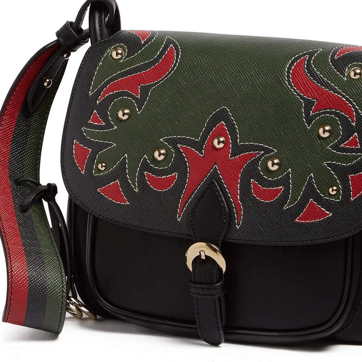 Tosca Blu Black/Red Medium Western Applique Shoulder Bag for womens