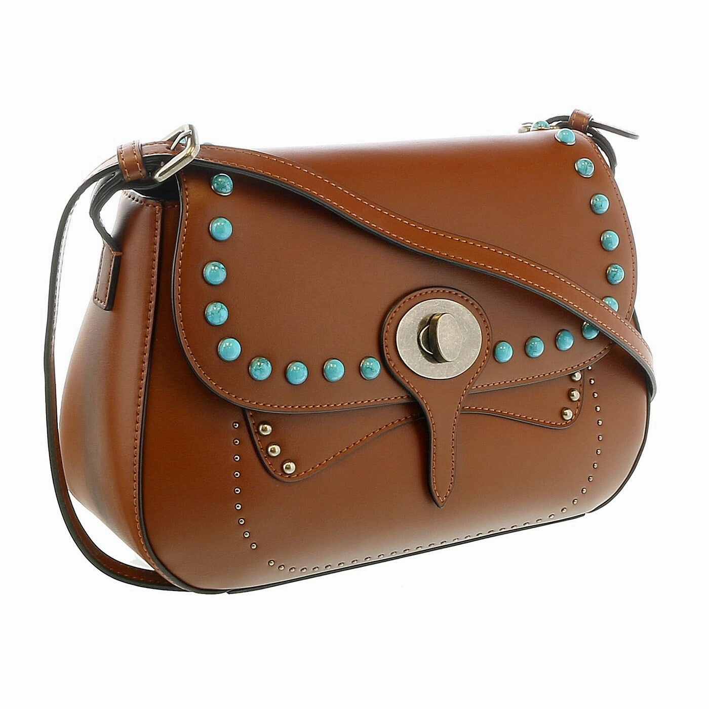 Tosca Blu Tan Small Western Inspired Beaded Boho Bag for womens