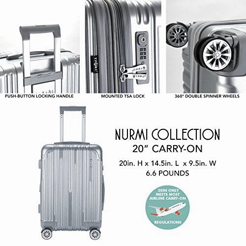 TPRC 20" "Nurmi Collection" Premium 8-Wheel Carry-On Luggage with TSA Lock System