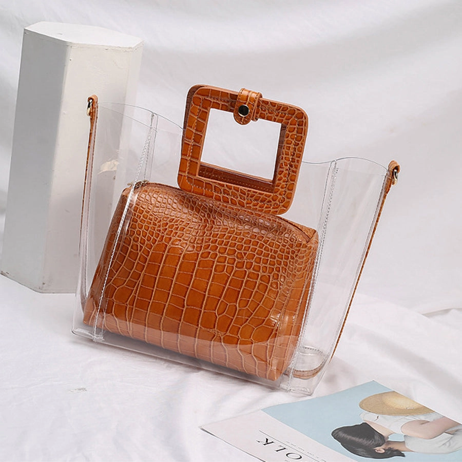 Transparent Crocodile-print Hand-held Crossbody Bag