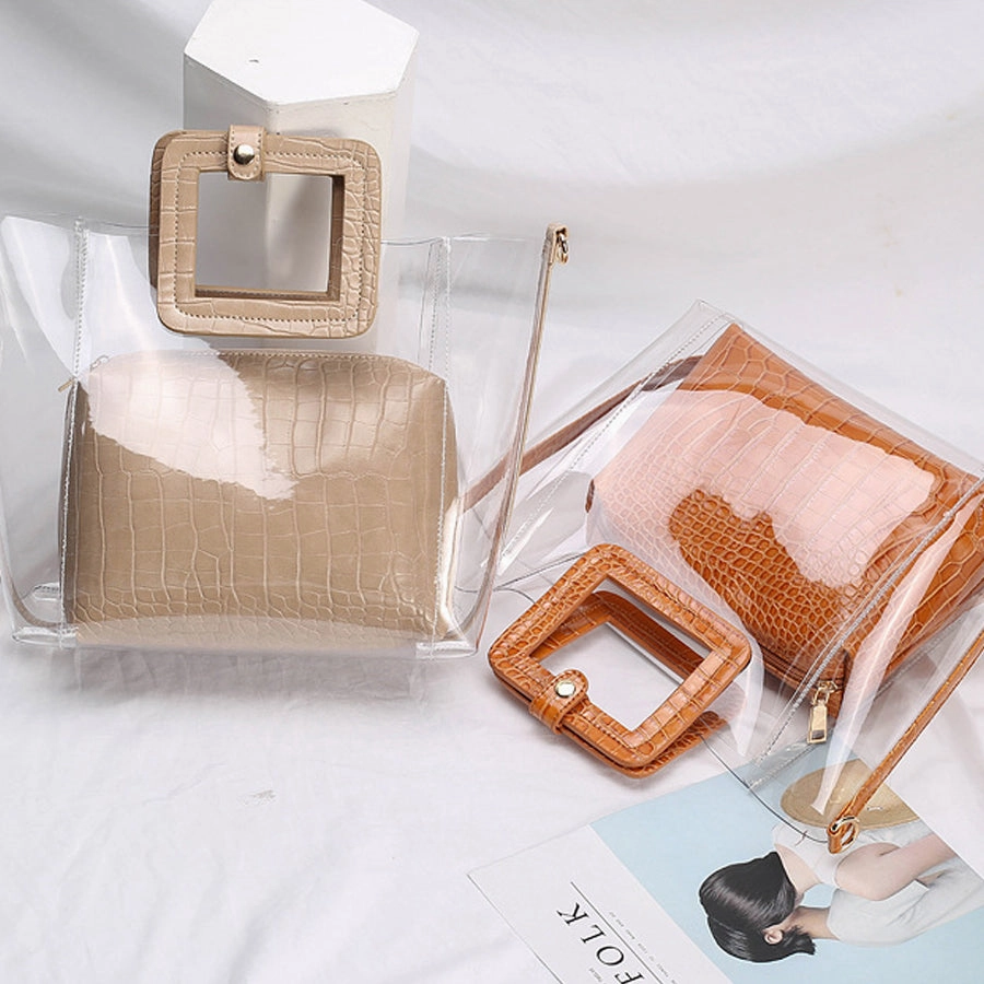 Transparent Crocodile-print Hand-held Crossbody Bag