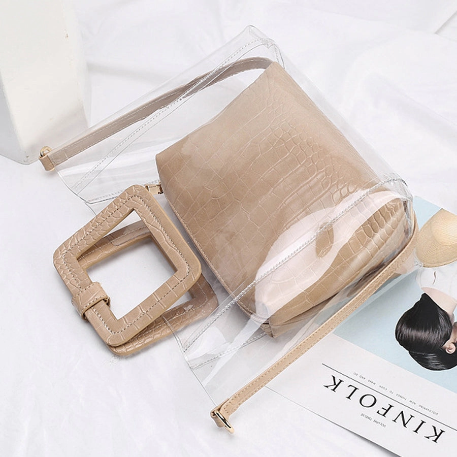 Transparent Crocodile-print Hand-held Crossbody Bag