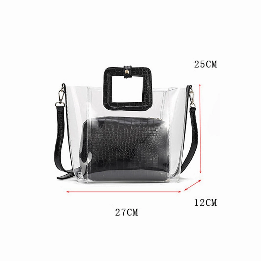Transparent Crocodile-print Hand-held Crossbody Bag