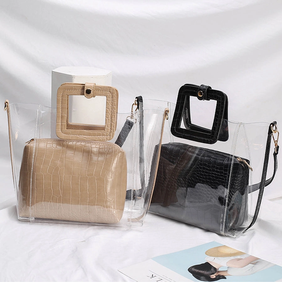 Transparent Crocodile-print Hand-held Crossbody Bag