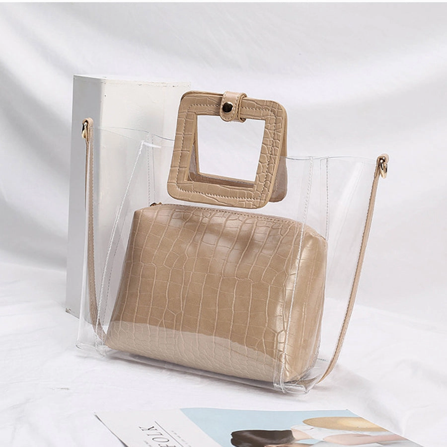 Transparent Crocodile-print Hand-held Crossbody Bag