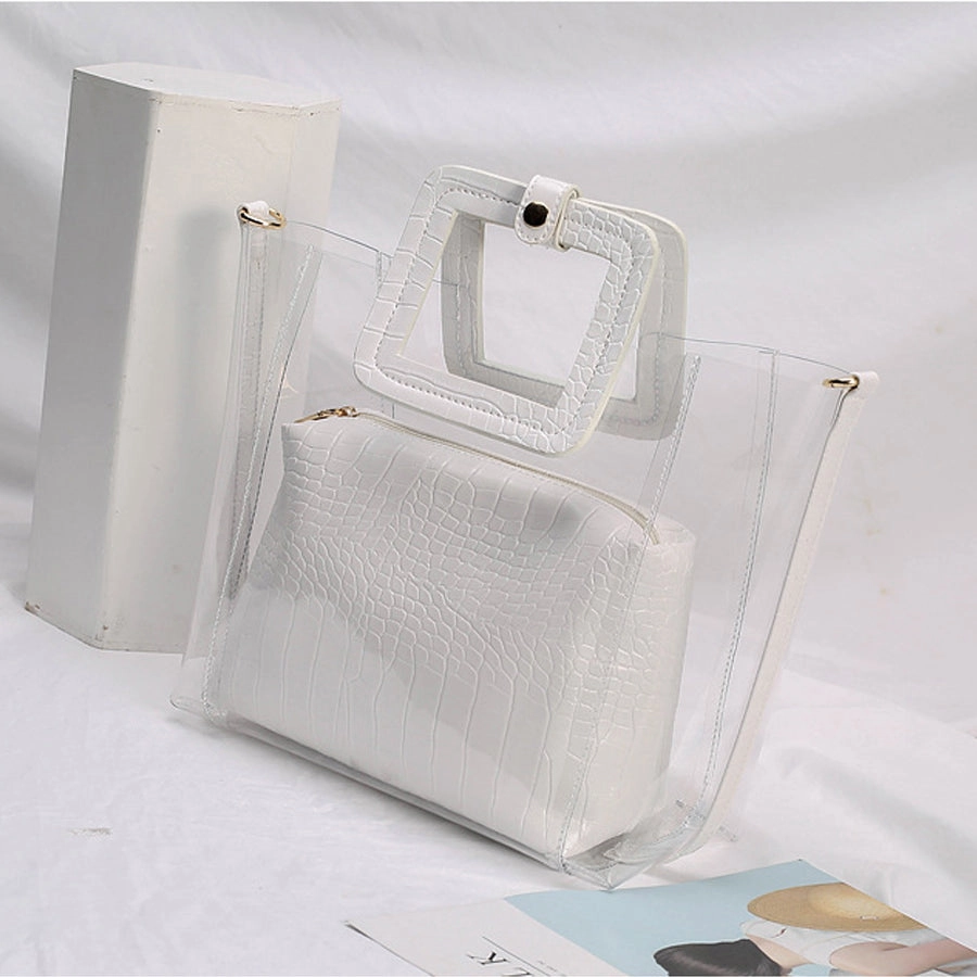 Transparent Crocodile-print Hand-held Crossbody Bag
