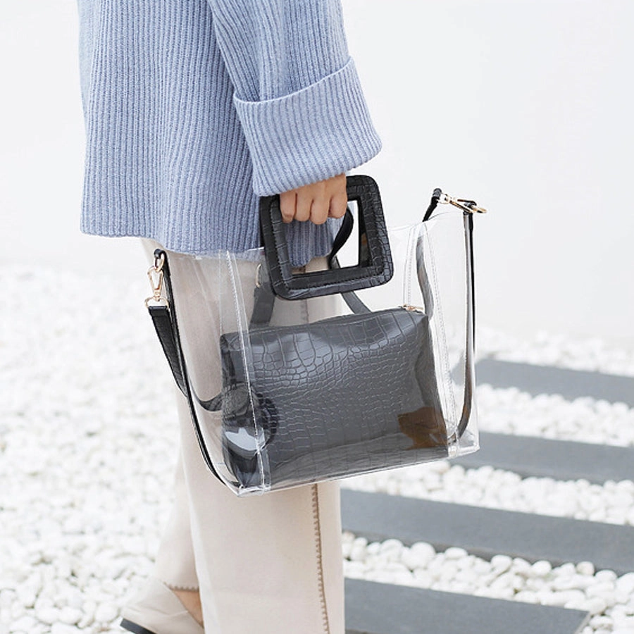 Transparent Crocodile-print Hand-held Crossbody Bag