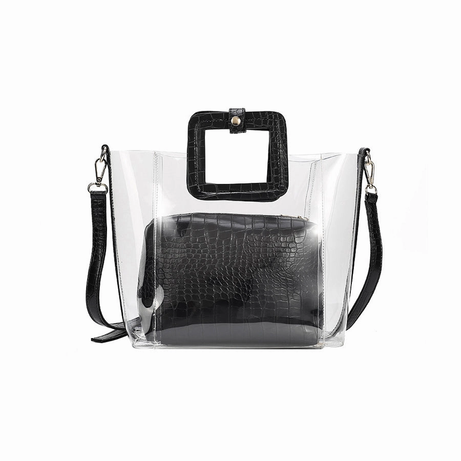 Transparent Crocodile-print Hand-held Crossbody Bag