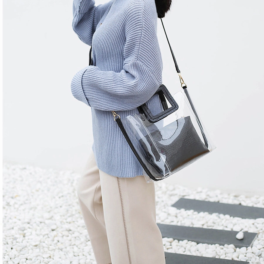 Transparent Crocodile-print Hand-held Crossbody Bag
