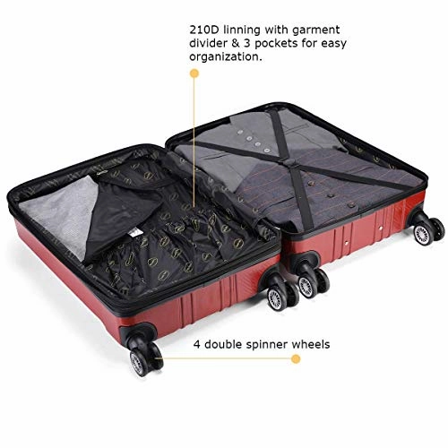 Travel Joy Luggage Set Expandable Suitcase Carry On TSA Locks Lightweight Spinner Wheels ABS PC Premium Hardshell Luggage 20 24 28 inch 3 Piece Sets